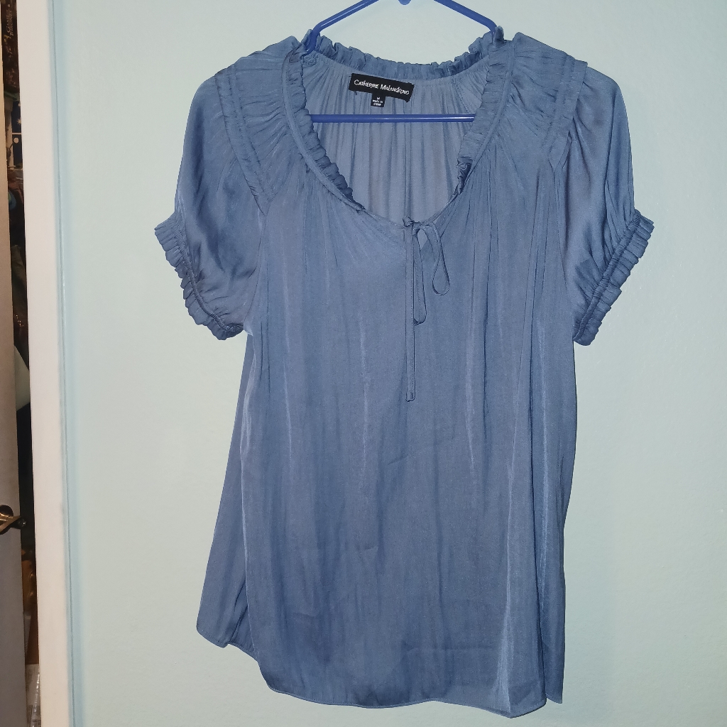 Catherine Malandrino Blue Short Sleeve Blouse